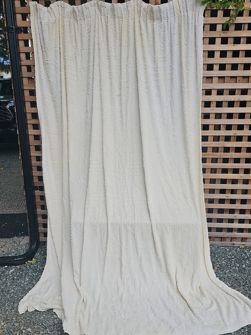 Vintage 70s Cotton Chenille Curtain - Upcycling Fabric